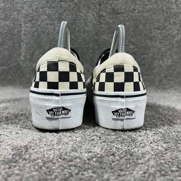 Vans Classic Slip-On Stackform Women’s Sz 8.5 Black White Checker Platform Shoes - Picture 6 of 11